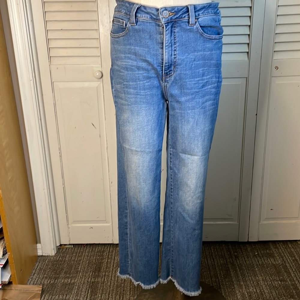 Soft Surroindings Ultimate High-Rise Frayed-Hem Crop Jeans, Size 10